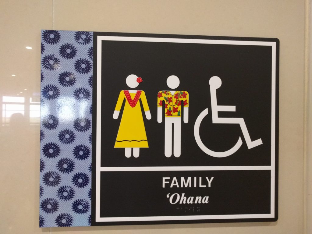 Même les panneaux des toilettes sont hawaïens!