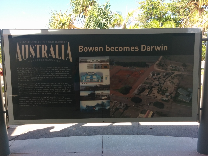 Panneau expliquant le tournage du film Australia à Bowen