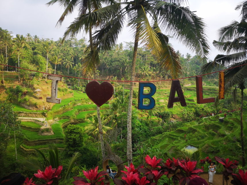 I Love Bali devant les rizières de Tegalalang