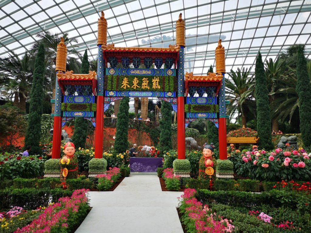 Décors pour le nouvel an chinois dans le Flower Dome